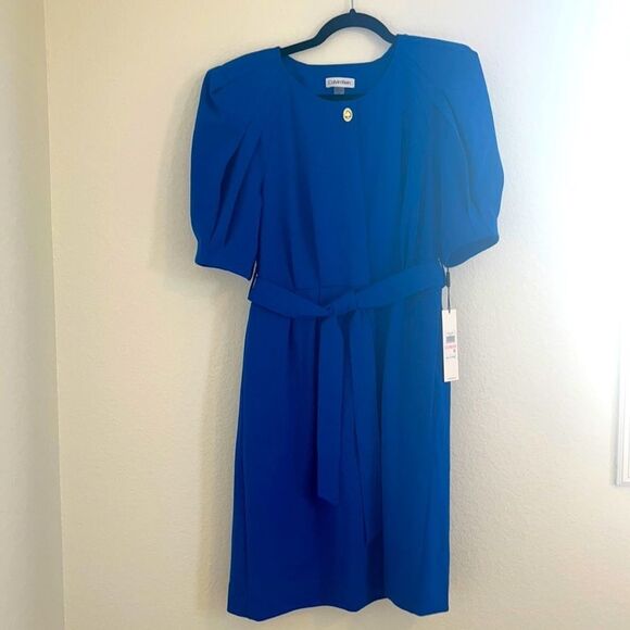 Calvin Klein Dresses & Skirts - NWT Calvin Klein Puff Sleeve Waist Tie Dress